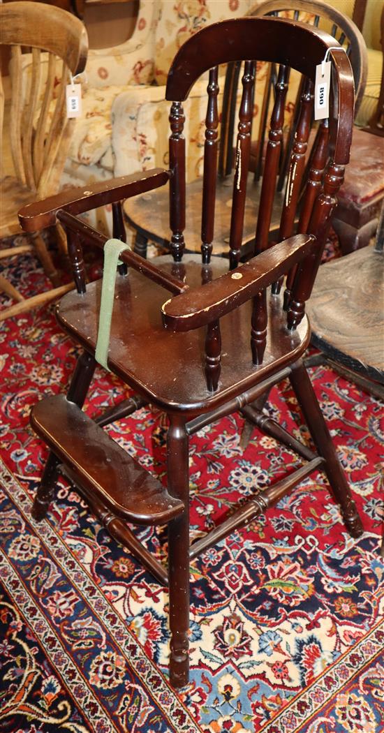 A stained beech childs high chair